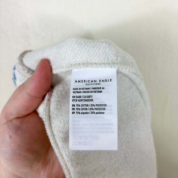 American Eagle Light Gray High Waisted Santa Smiley Face Wide Leg Sweatpants - Picture 8 of 9